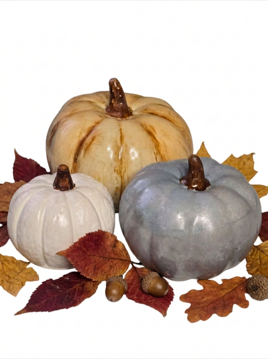 Concrete Pumpkin Trio – Set of 3 (Large, Medium & Large-Mini)- Seasonal Decor