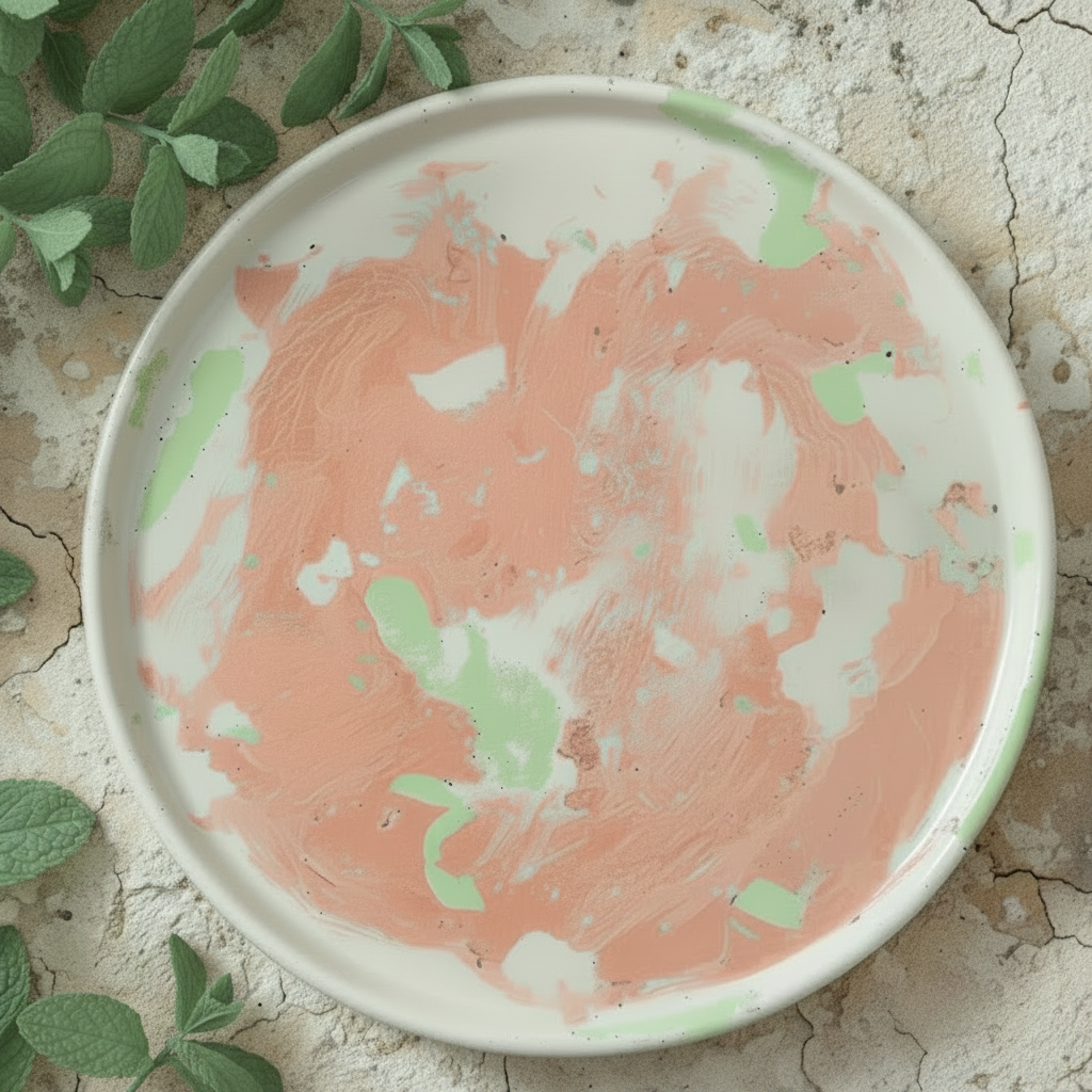 10.5" Round Concrete Tray - Gallery Collection - Coral Mint