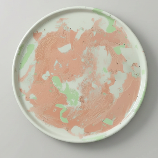 10.5" Round Concrete Tray - Gallery Collection - Coral Mint