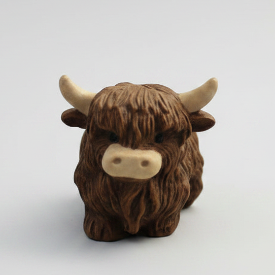 Mini Highland Cow - Hand-Painted Concrete