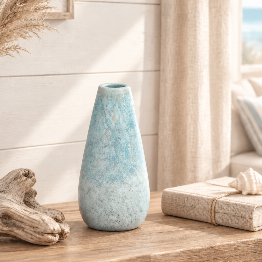 French Coastal Minimalist Tapered Concrete Vase — Gallery Collection