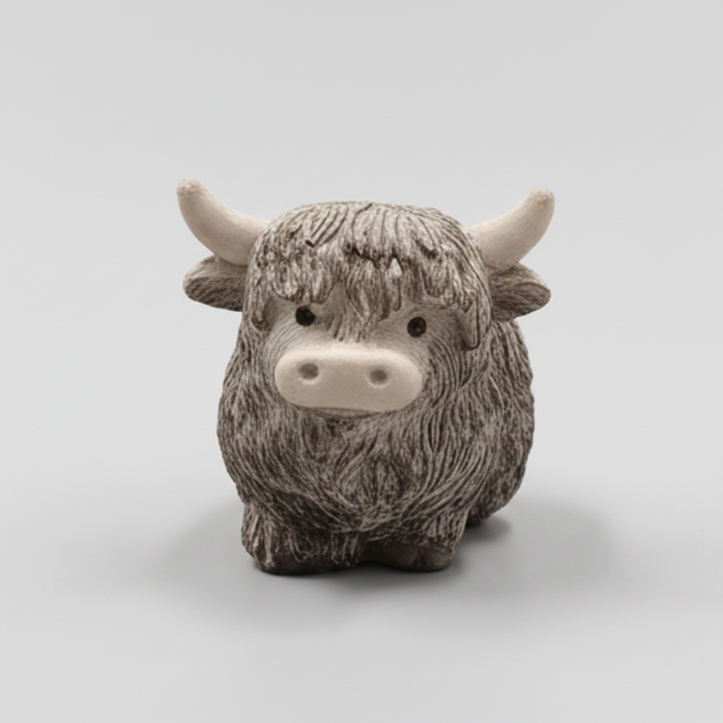 Mini Highland Cow - Hand-Painted Concrete