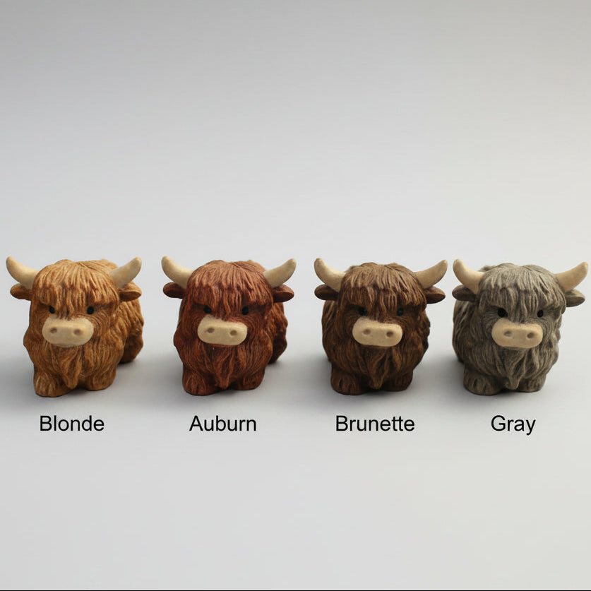 Mini Highland Cow - Hand-Painted Concrete