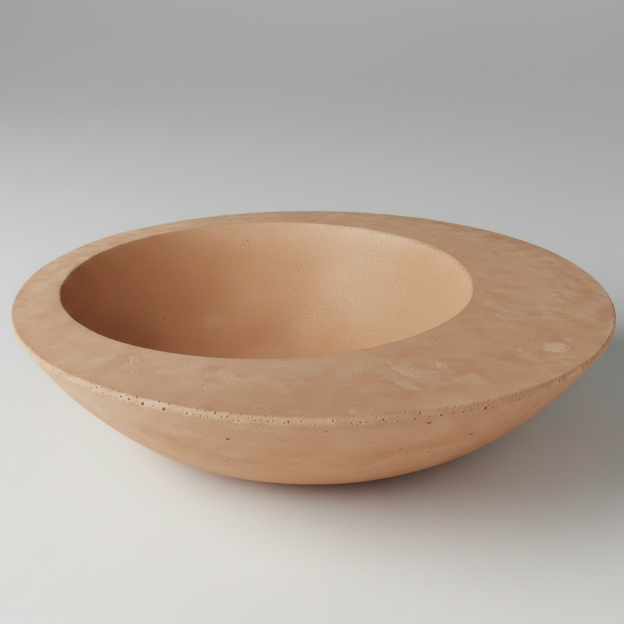 Modern Round Inset Concrete Bowl - Natural Concrete finish