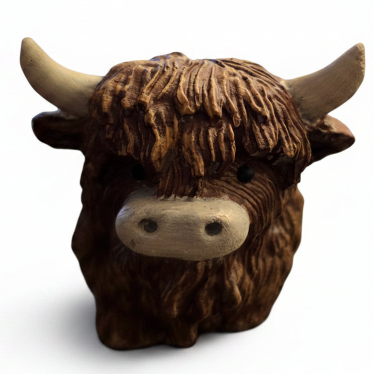 Mini Highland Cow - Hand-Painted Concrete