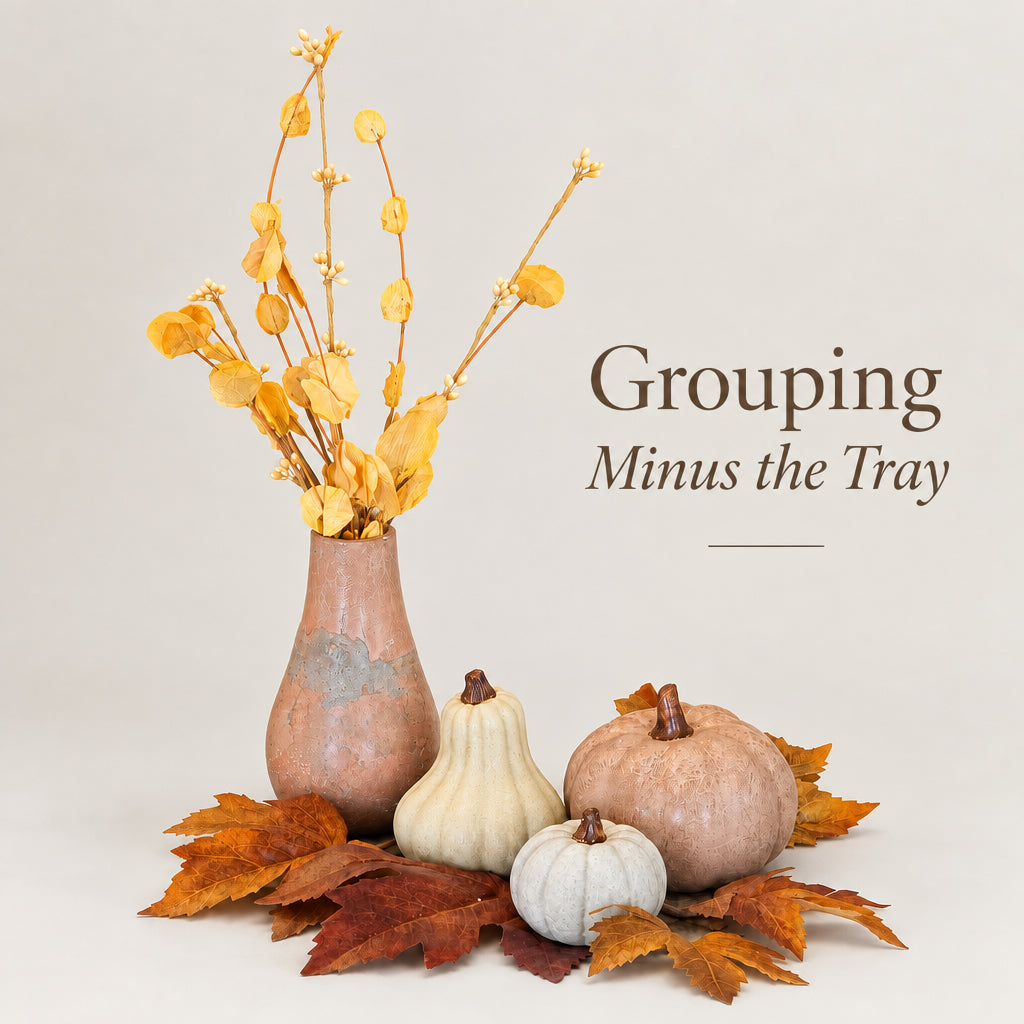 5 Piece Fall Concrete Pumpkin Group Set- Seasonal Decor