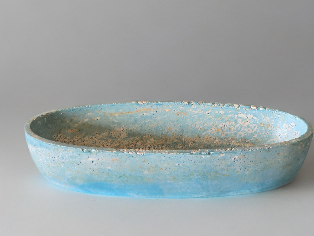 French Coastal Small Oval Concrete Accent Tray — Gallery Collection