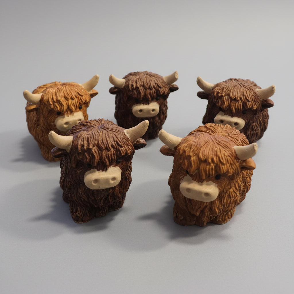 Mini Highland Cow - Hand-Painted Concrete