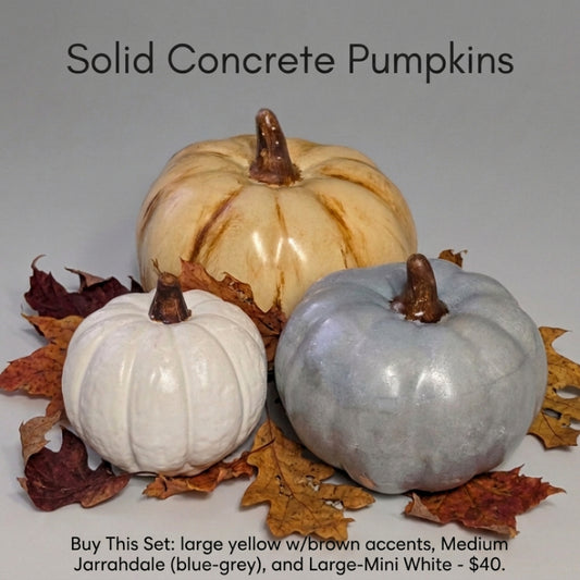 Concrete Pumpkin Trio – Set of 3 (Large, Medium & Large-Mini)- Seasonal Decor