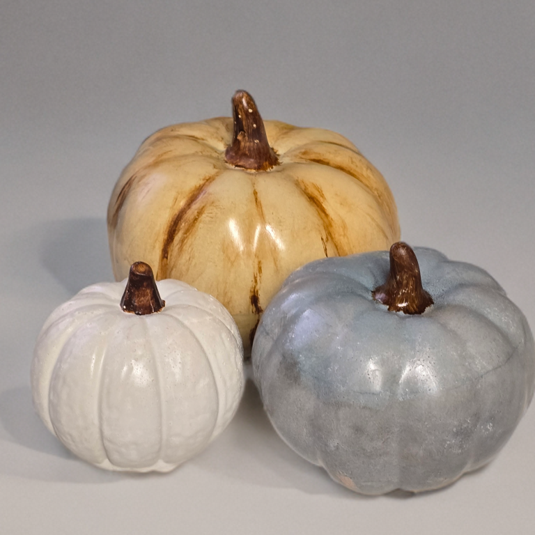 Concrete Pumpkin Trio – Set of 3 (Large, Medium & Large-Mini)- Seasonal Decor